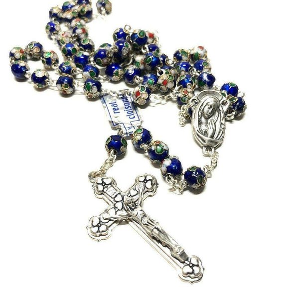 Rosary Cloisonne Blue -New - Picture 2 of 3